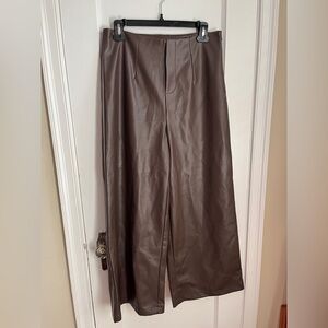 One N More Faux Leather Wide Leg Pants